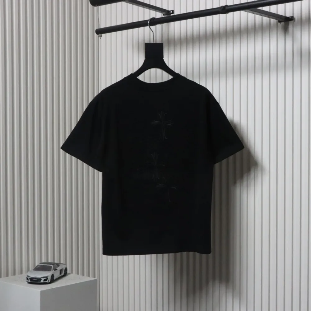 EM Sneakers Chrome Hearts 25ss Heavy Duty Back Overlap Cross Patch Embroidered T-shirt Black