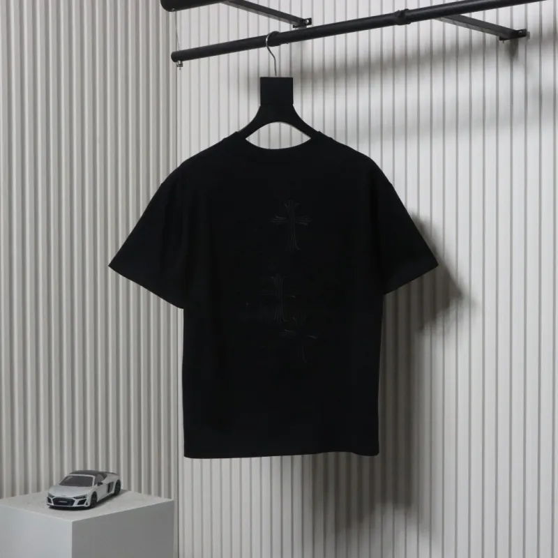 EM Sneakers Chrome Hearts 25ss Heavy Duty Back Overlap Cross Patch Embroidered T-shirt Black