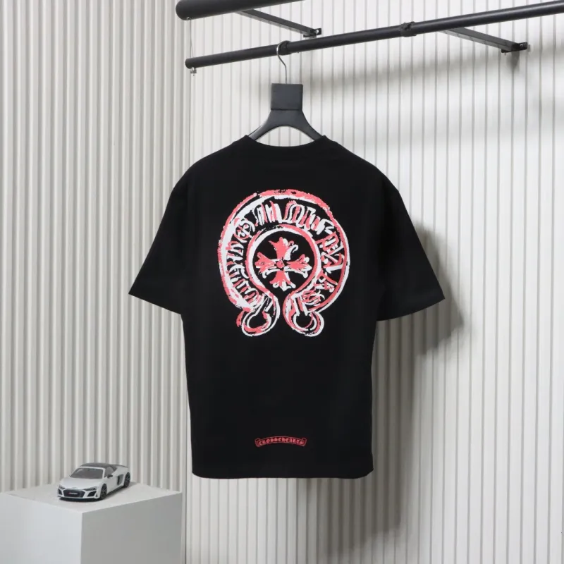EM Sneakers Chrome Hearts 25ss Oil Painting Overlapping Horseshoe Logo T-shirt Black