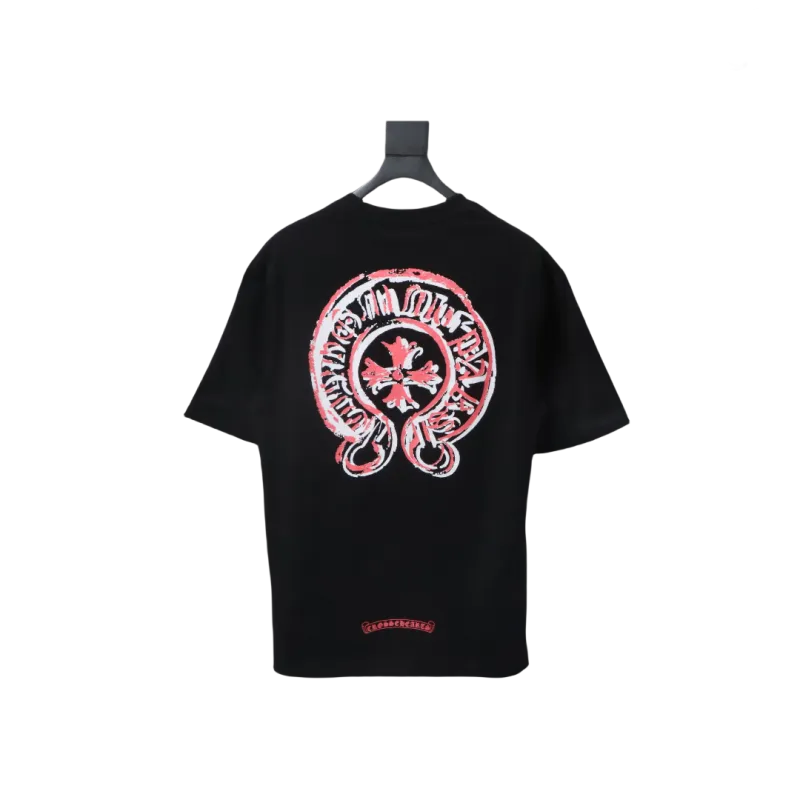 EM Sneakers Chrome Hearts 25ss Oil Painting Overlapping Horseshoe Logo T-shirt Black
