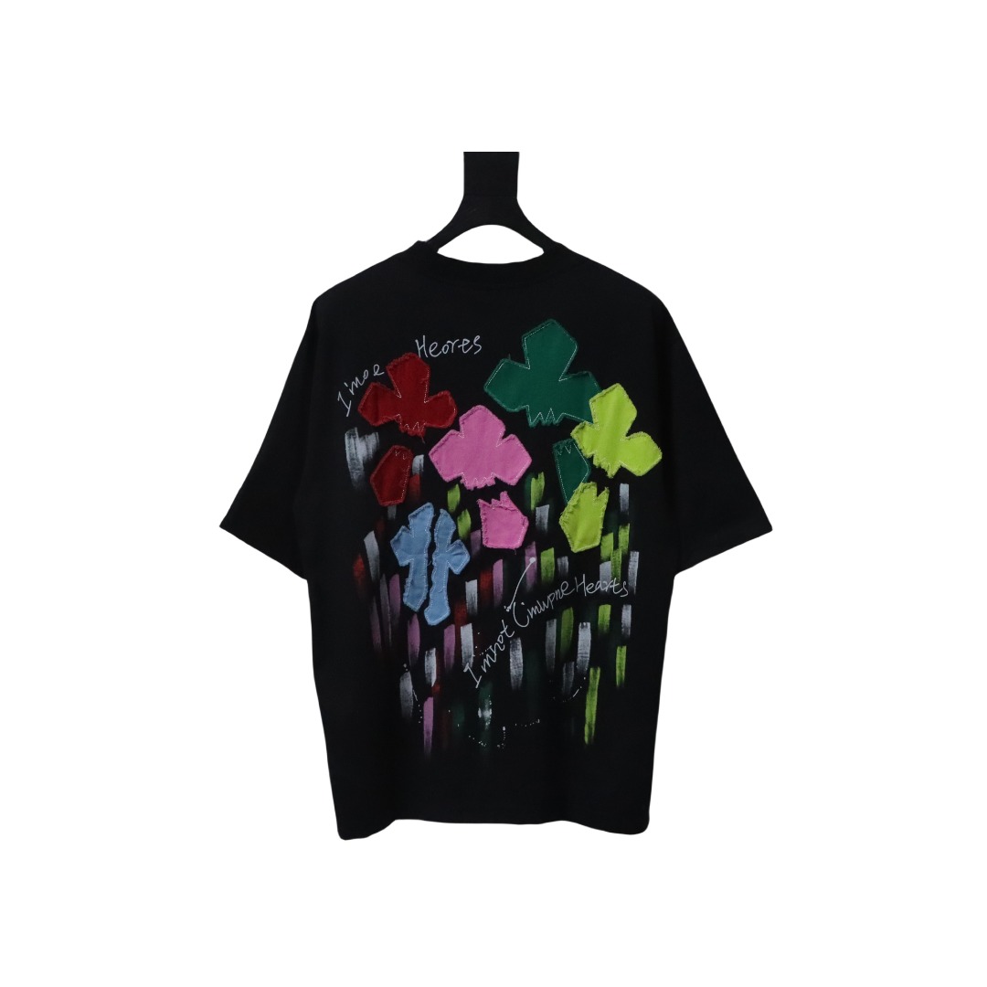 EM Sneakers Chrome Hearts 25ss Valentine's Day Patch Embroidered Graffiti T-shirt Black