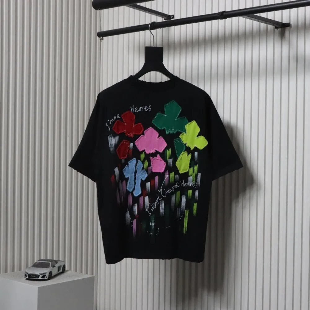 EM Sneakers Chrome Hearts 25ss Valentine's Day Patch Embroidered Graffiti T-shirt Black