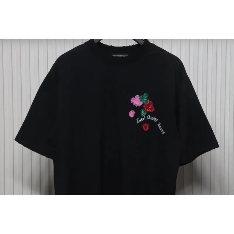 EM Sneakers Chrome Hearts 25ss Valentine's Day Patch Embroidered Graffiti T-shirt Black
