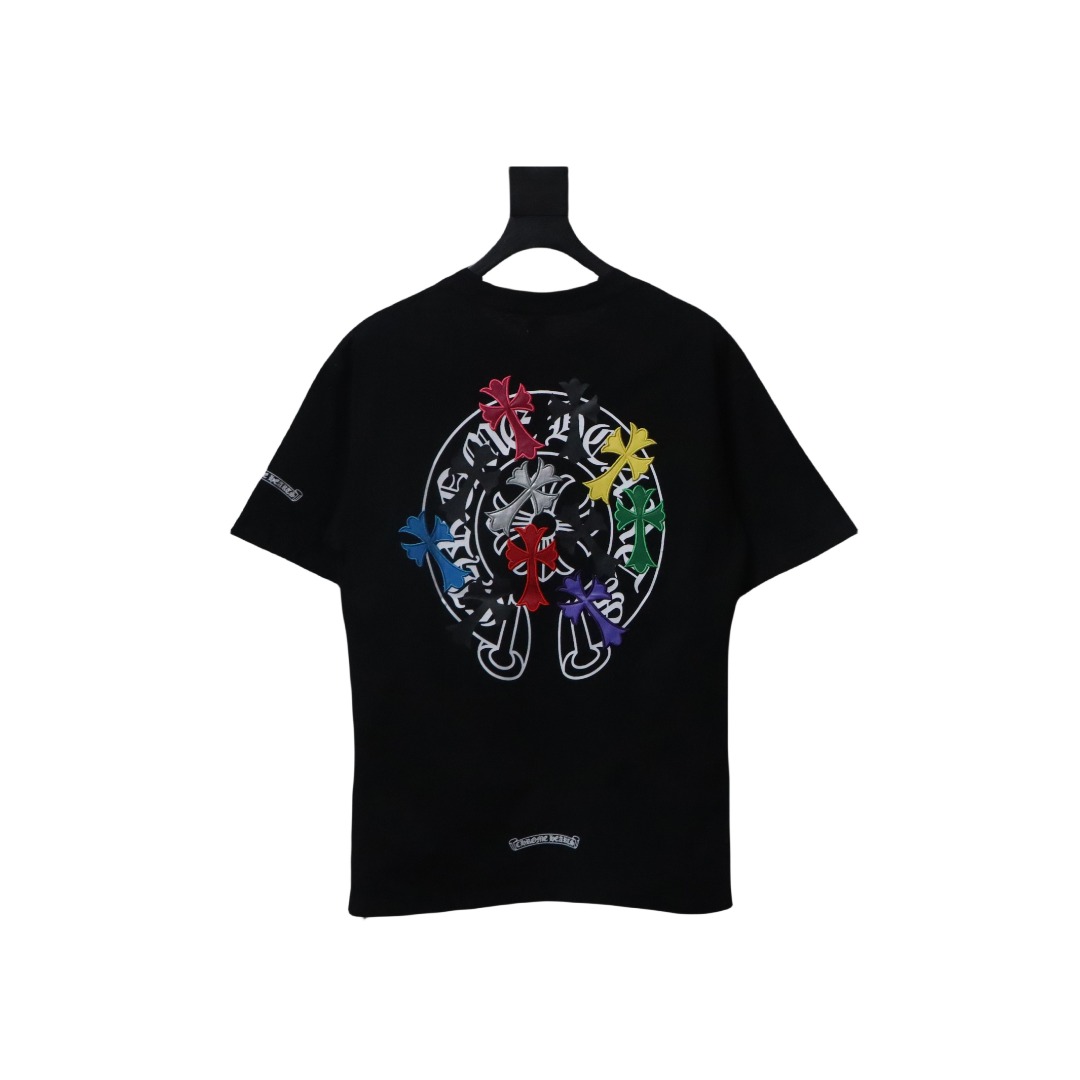 EM Sneakers Chrome Hearts CH Colorful Leather Cross T-shirt Black