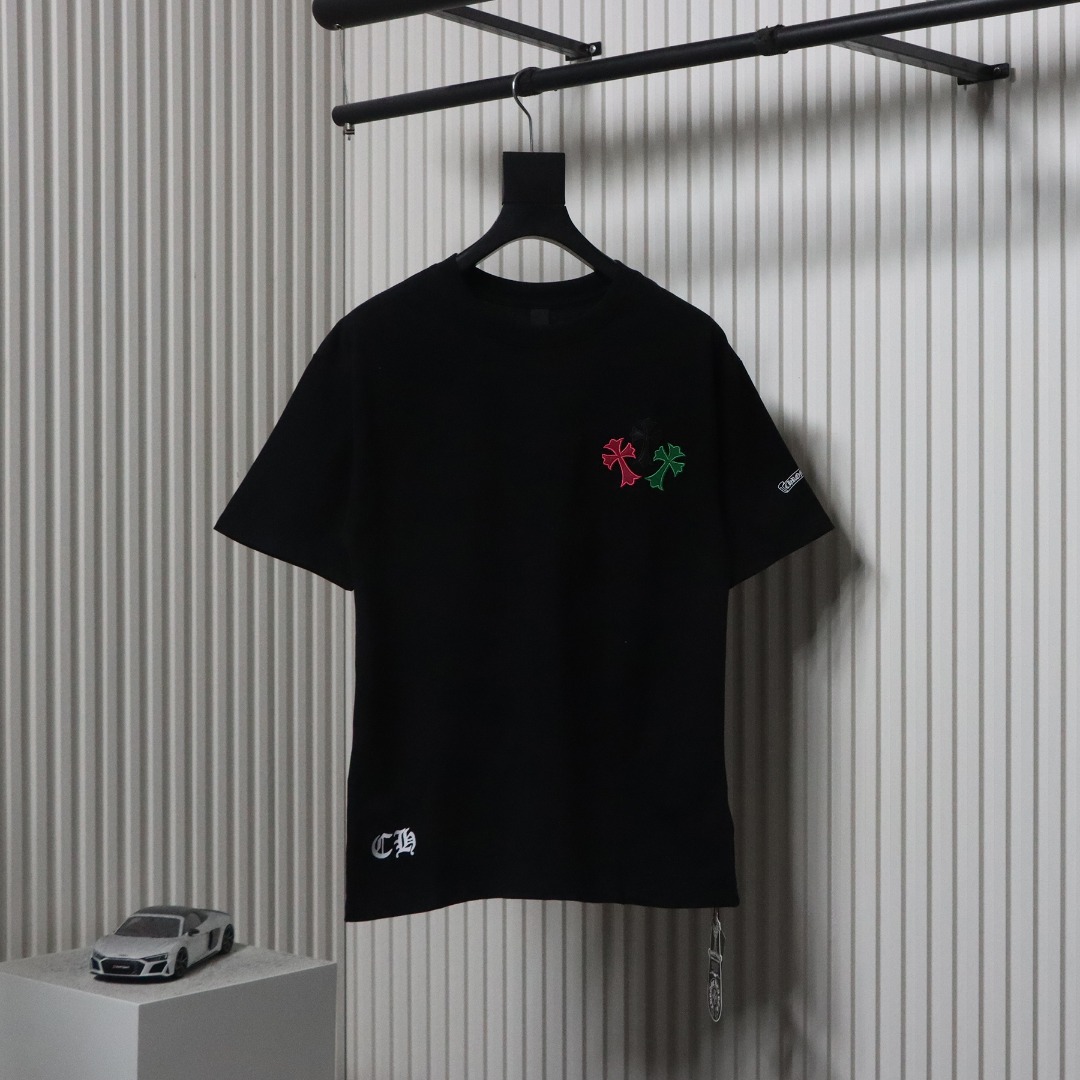 EM Sneakers Chrome Hearts CH Colorful Leather Cross T-shirt Black