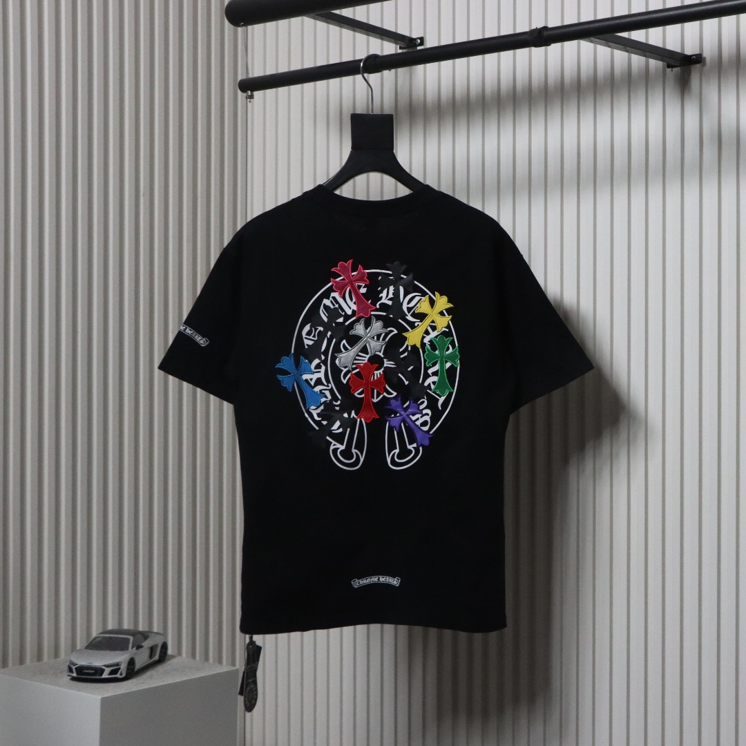 EM Sneakers Chrome Hearts CH Colorful Leather Cross T-shirt Black