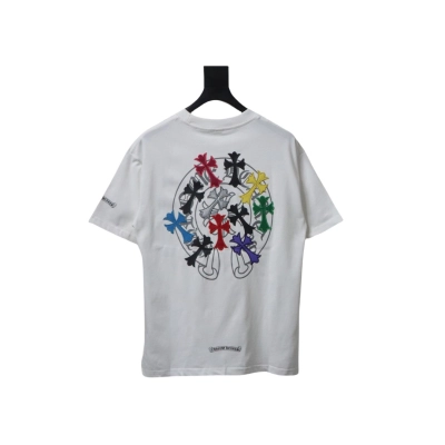 EM Sneakers Chrome Hearts CH Colorful Leather Cross T-shirt White 02