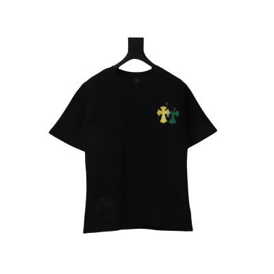 EM Sneakers Chrome Hearts CH Colorful Leather Label Cross T-shirt Black 01