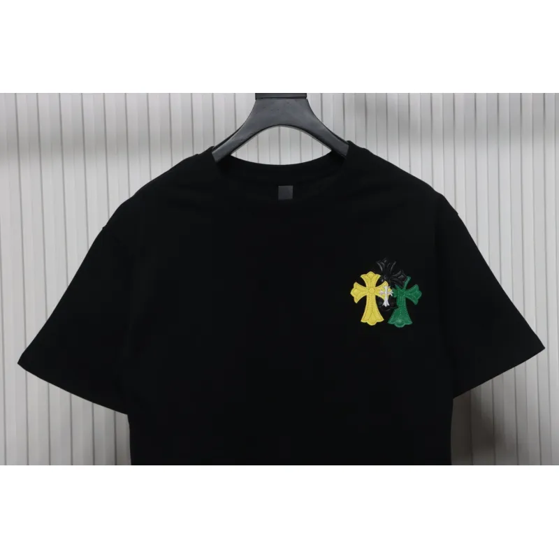 EM Sneakers Chrome Hearts CH Colorful Leather Label Cross T-shirt Black