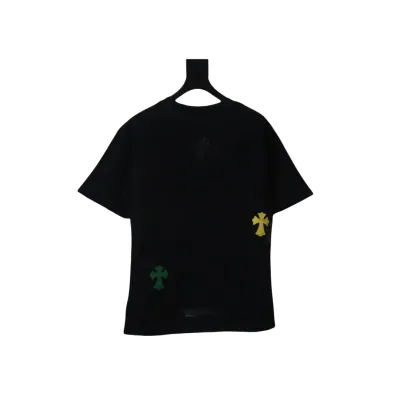 EM Sneakers Chrome Hearts CH Colorful Leather Label Cross T-shirt Black 02