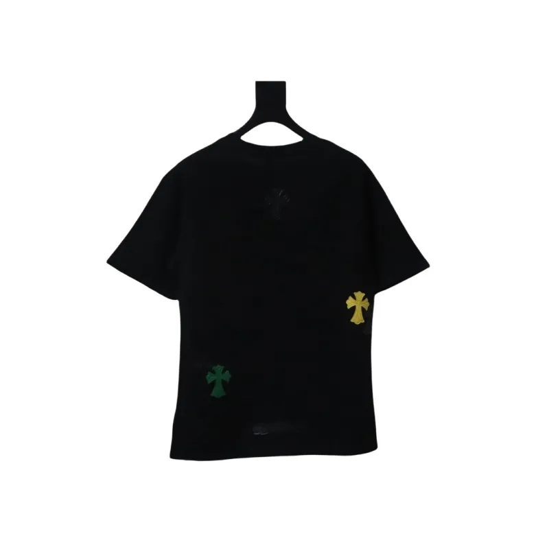 EM Sneakers Chrome Hearts CH Colorful Leather Label Cross T-shirt Black
