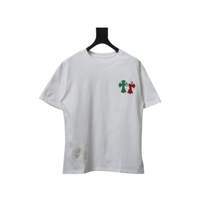 EM Sneakers Chrome Hearts CH Colorful Leather Label Cross T-shirt White 01
