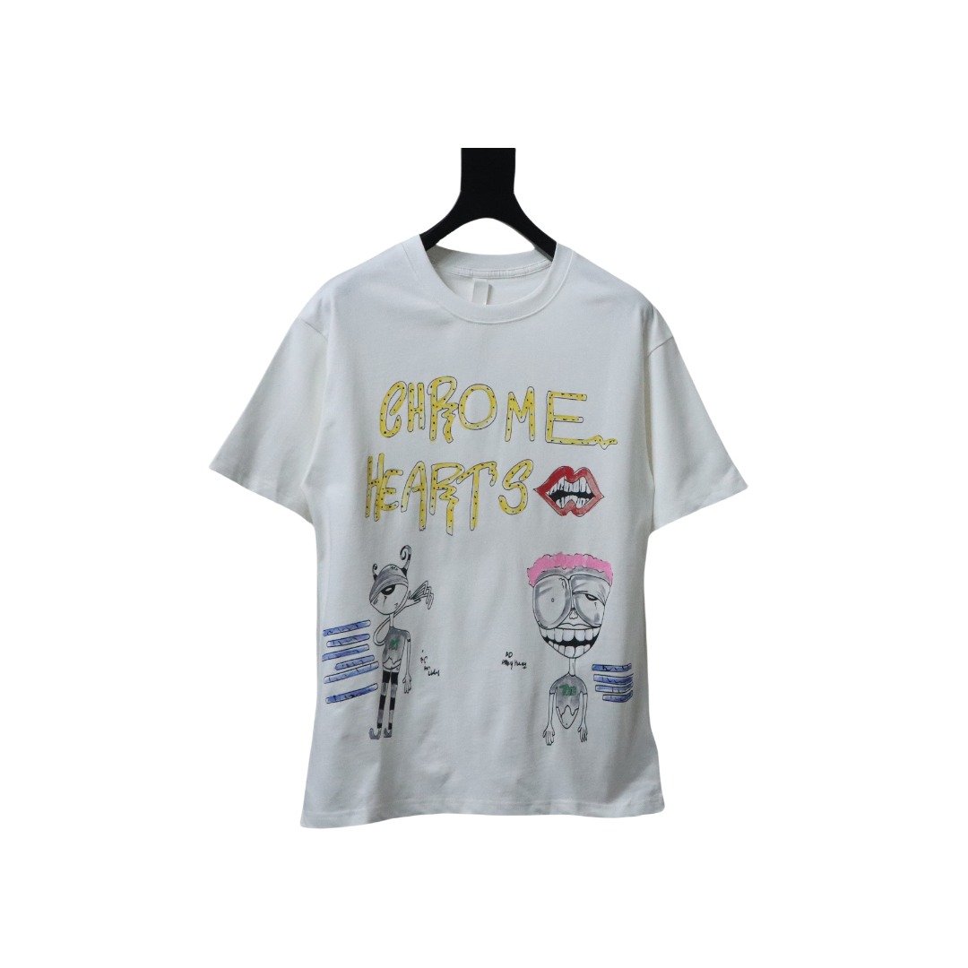 EM Sneakers Chrome Hearts CH Graffiti Cartoon T-shirt White