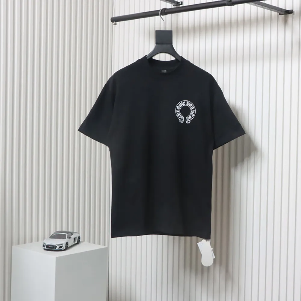 EM Sneakers Chrome Hearts Colorful Horseshoe Sanskrit Letters Printed T-shirt Black