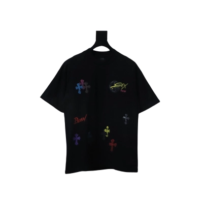 EM Sneakers Chrome Hearts Painted Cross T-shirt Black 01
