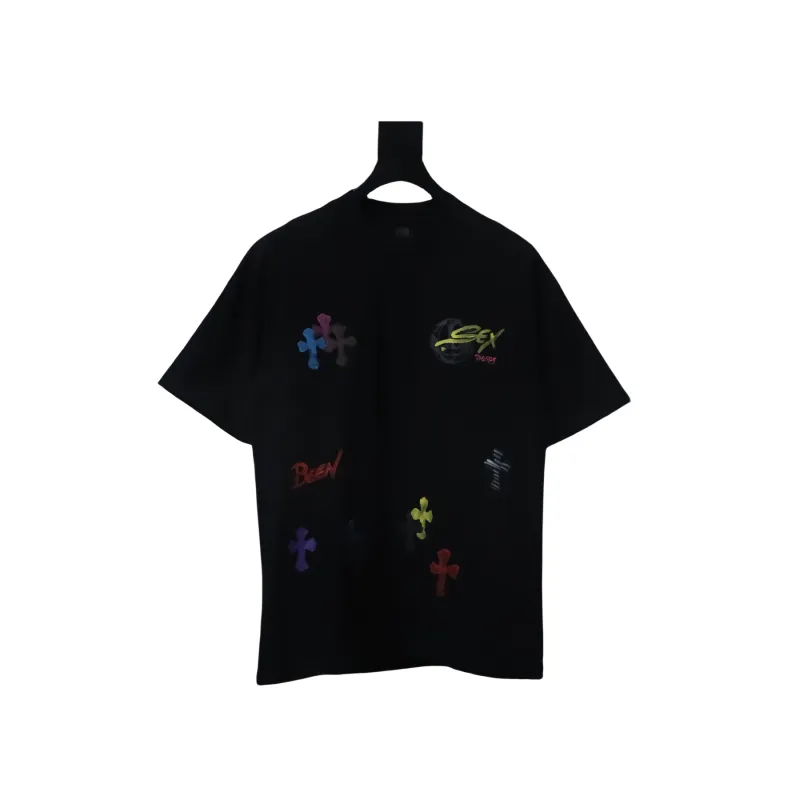 EM Sneakers Chrome Hearts Painted Cross T-shirt Black