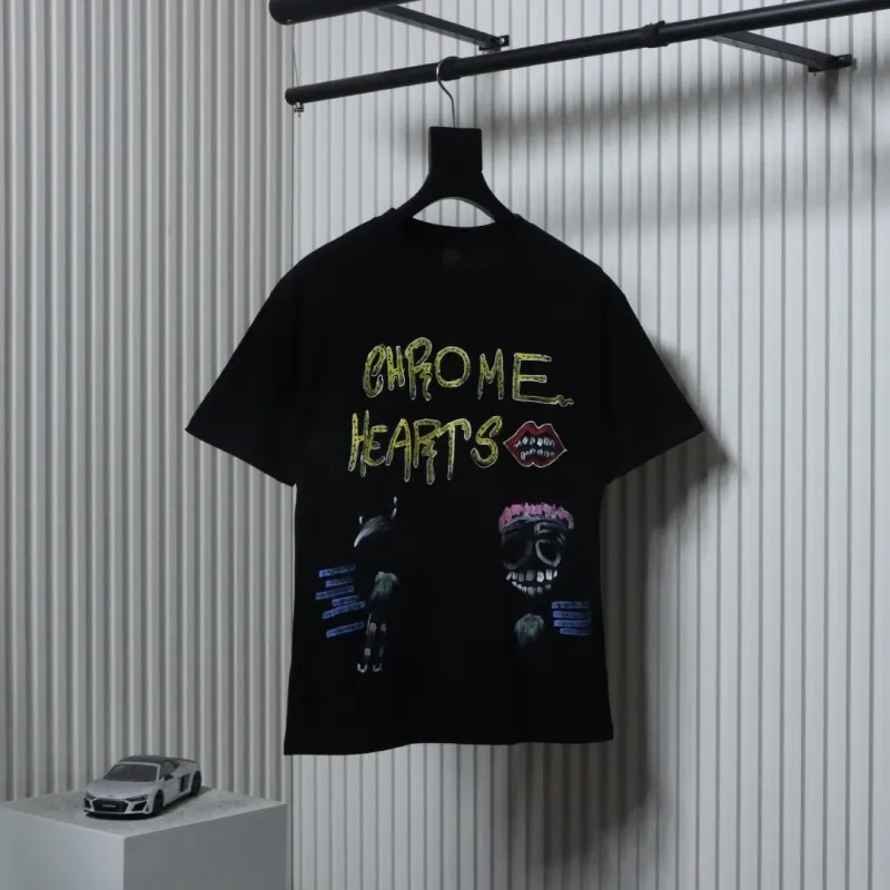 EM Sneakers Chrome Hearts CH Graffiti Cartoon T-shirt Black