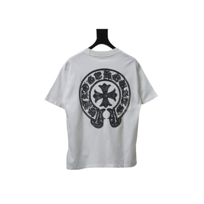 EM Sneakers Chrome Hearts Silver Horseshoe T-shirt White 02