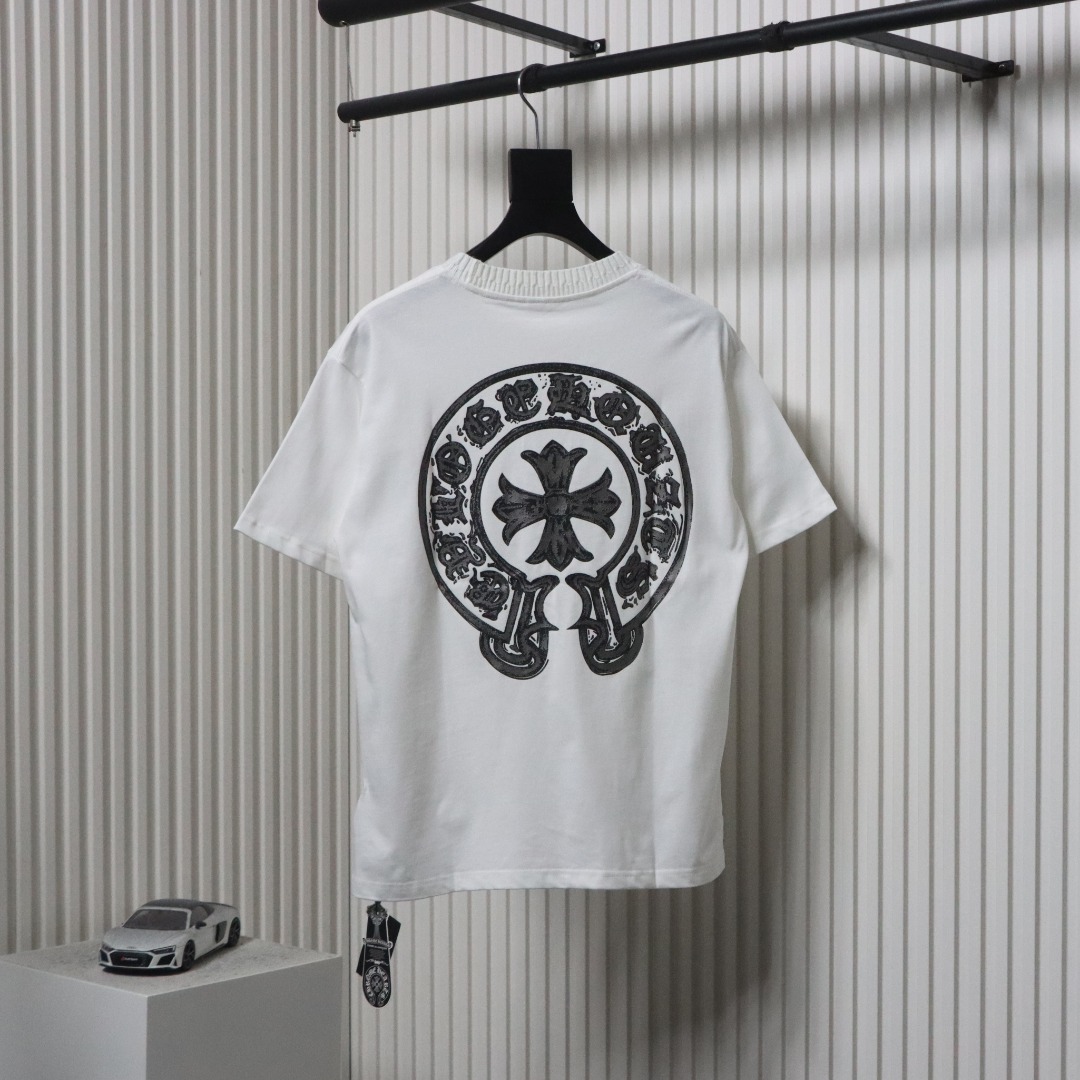EM Sneakers Chrome Hearts Silver Horseshoe T-shirt White