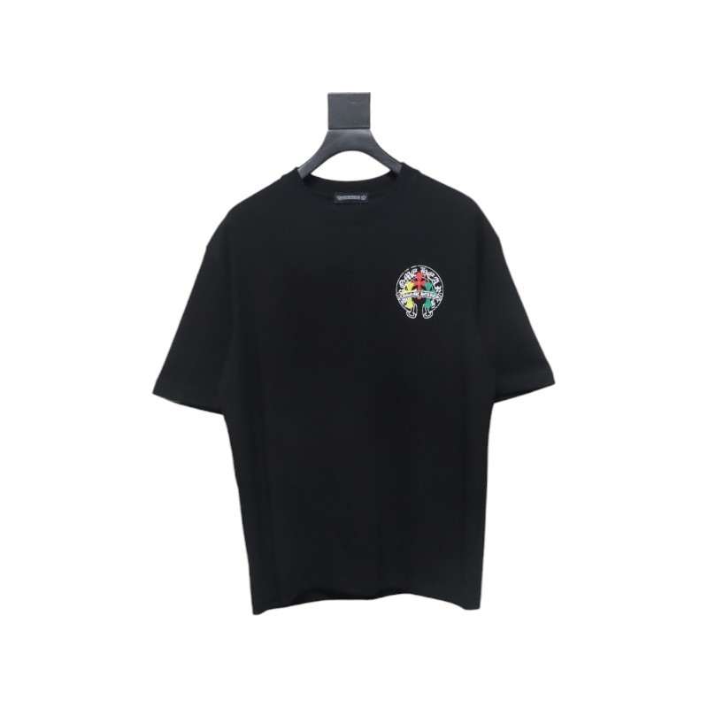 EM Sneakers Chrome Hearts Tricolor Cross Horseshoe Print T-shirt Black