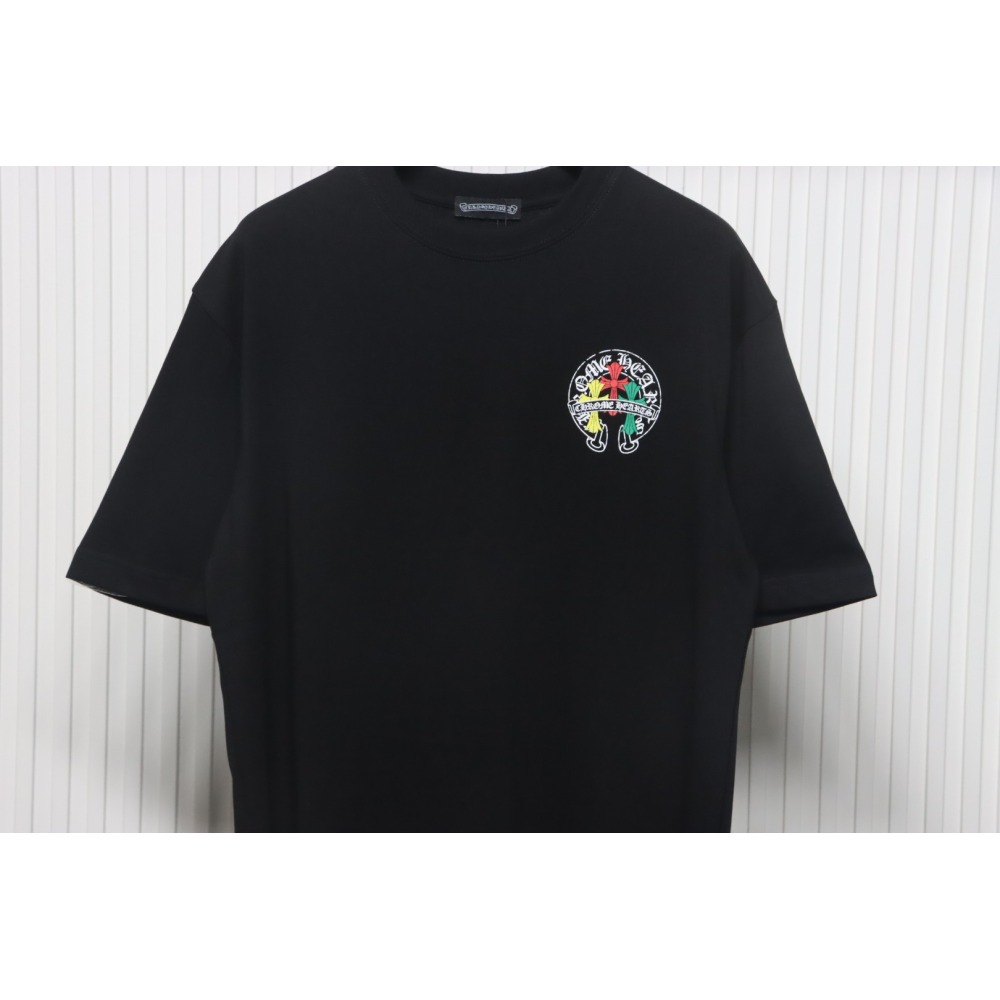 EM Sneakers Chrome Hearts Tricolor Cross Horseshoe Print T-shirt Black