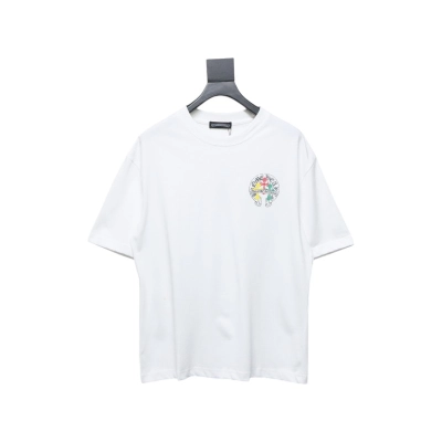 EM Sneakers Chrome Hearts Tricolor Cross Horseshoe Print T-shirt White 01