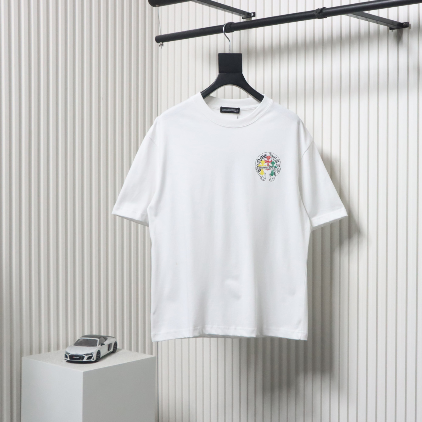 EM Sneakers Chrome Hearts Tricolor Cross Horseshoe Print T-shirt White