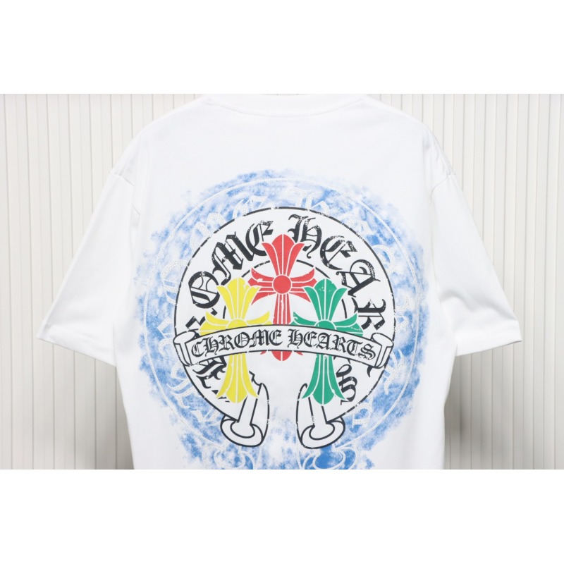 EM Sneakers Chrome Hearts Tricolor Cross Horseshoe Print T-shirt White