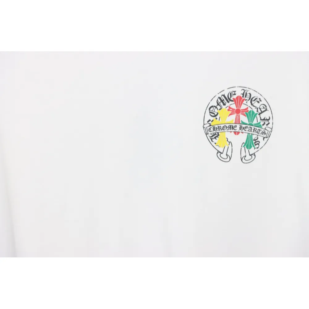 EM Sneakers Chrome Hearts Tricolor Cross Horseshoe Print T-shirt White