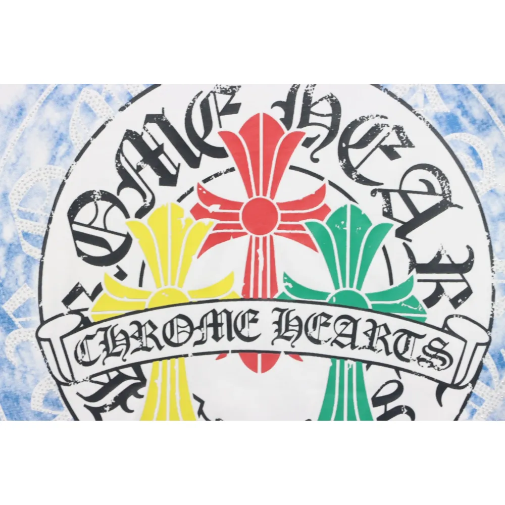 EM Sneakers Chrome Hearts Tricolor Cross Horseshoe Print T-shirt White