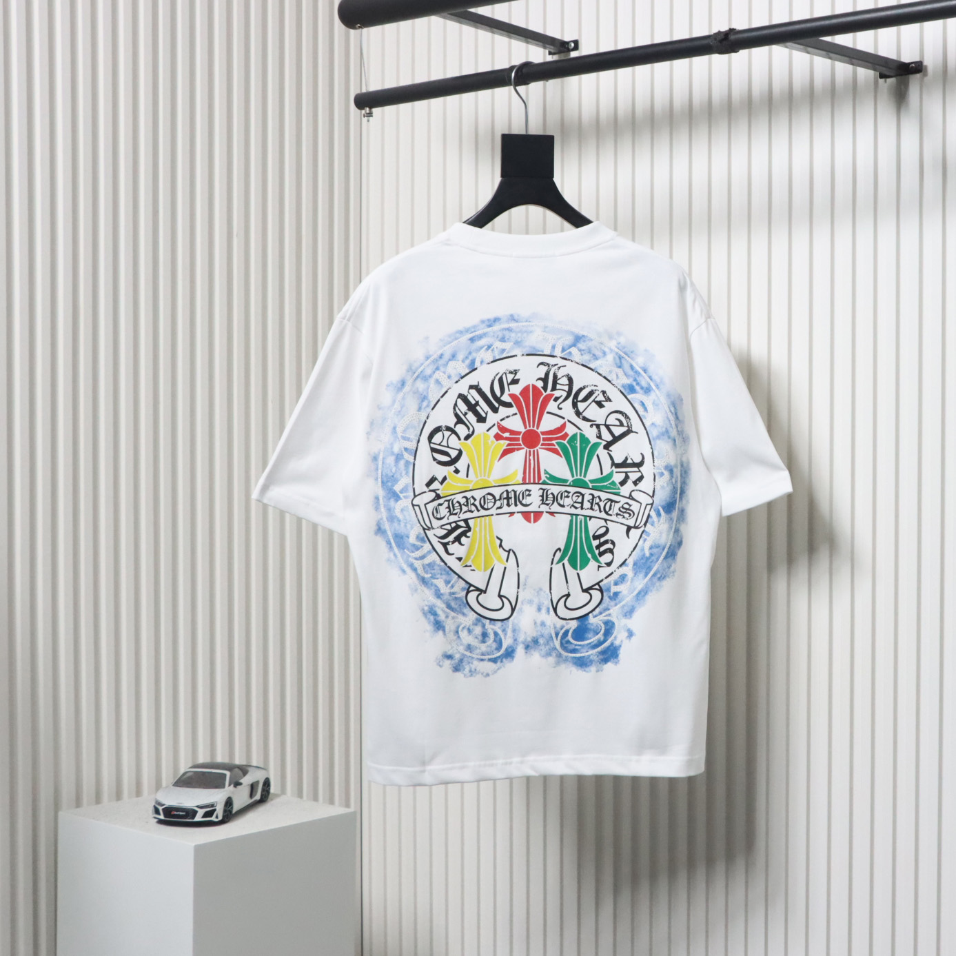 EM Sneakers Chrome Hearts Tricolor Cross Horseshoe Print T-shirt White