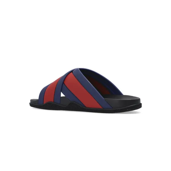 EM Sneakers Gucci Web Slippers Black Rubber Blue and Red