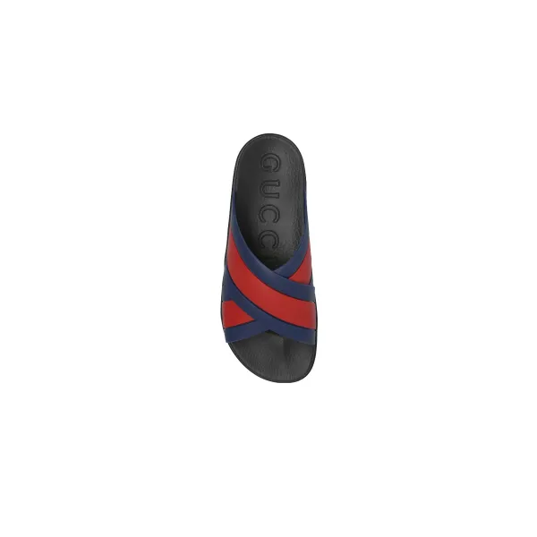 EM Sneakers Gucci Web Slippers Black Rubber Blue and Red
