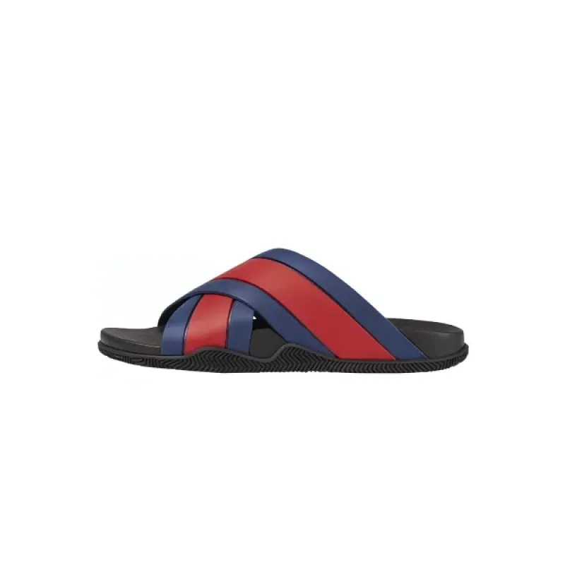 EM Sneakers Gucci Web Slippers Black Rubber Blue and Red