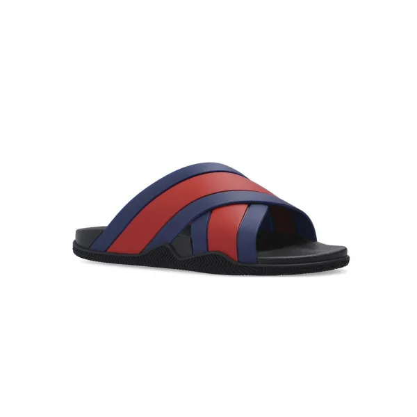 EM Sneakers Gucci Web Slippers Black Rubber Blue and Red