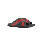 EM Sneakers Gucci Web Slippers Black Rubber Green and Red