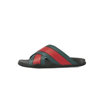 EM Sneakers Gucci Web Slippers Black Rubber Green and Red 01