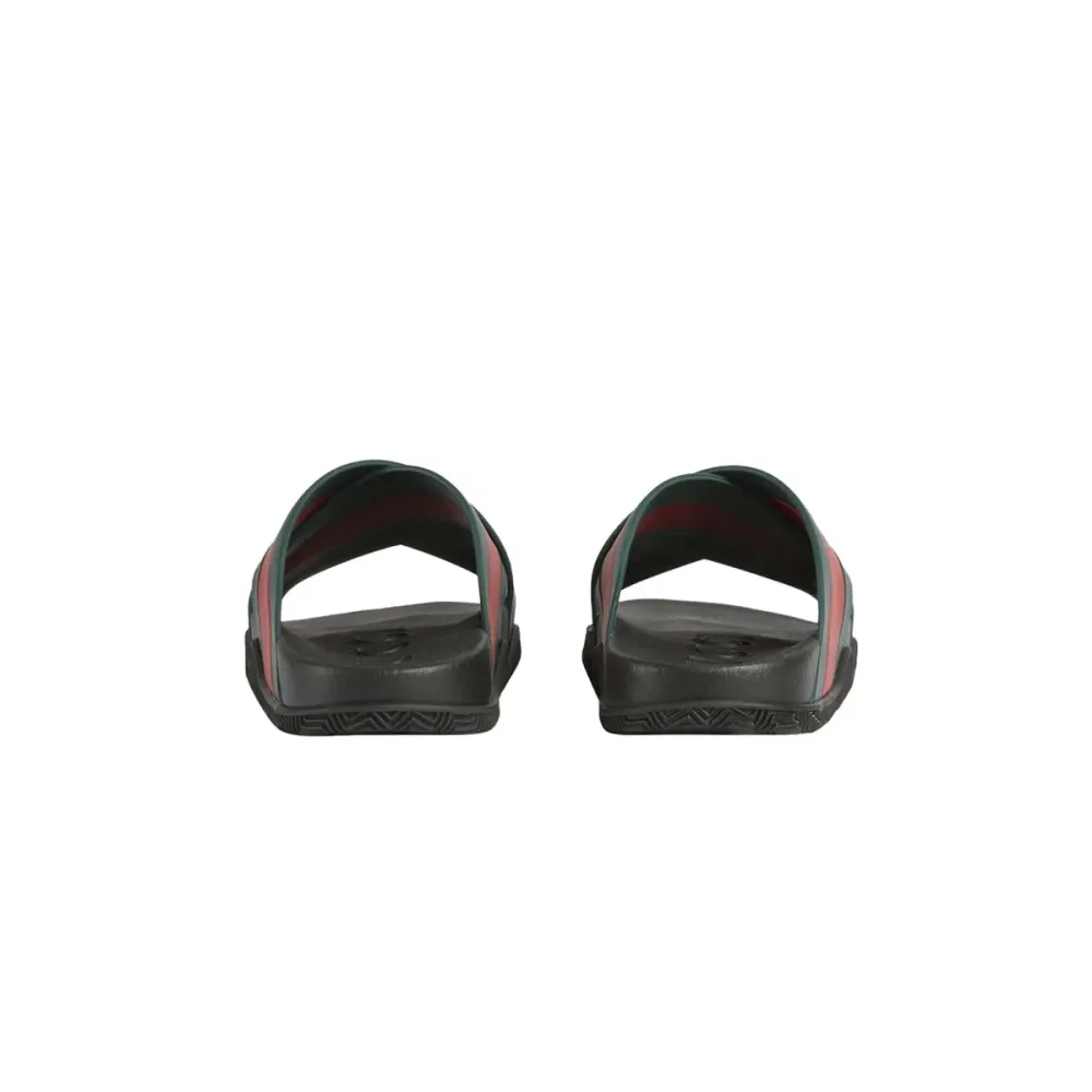 EM Sneakers Gucci Web Slippers Black Rubber Green and Red