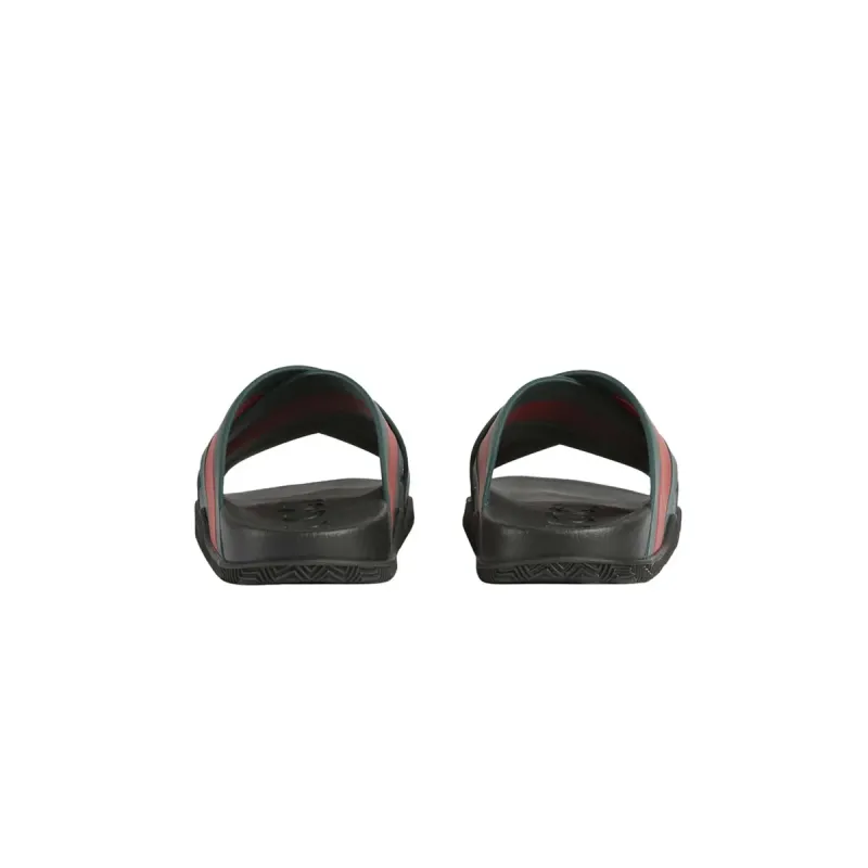EM Sneakers Gucci Web Slippers Black Rubber Green and Red