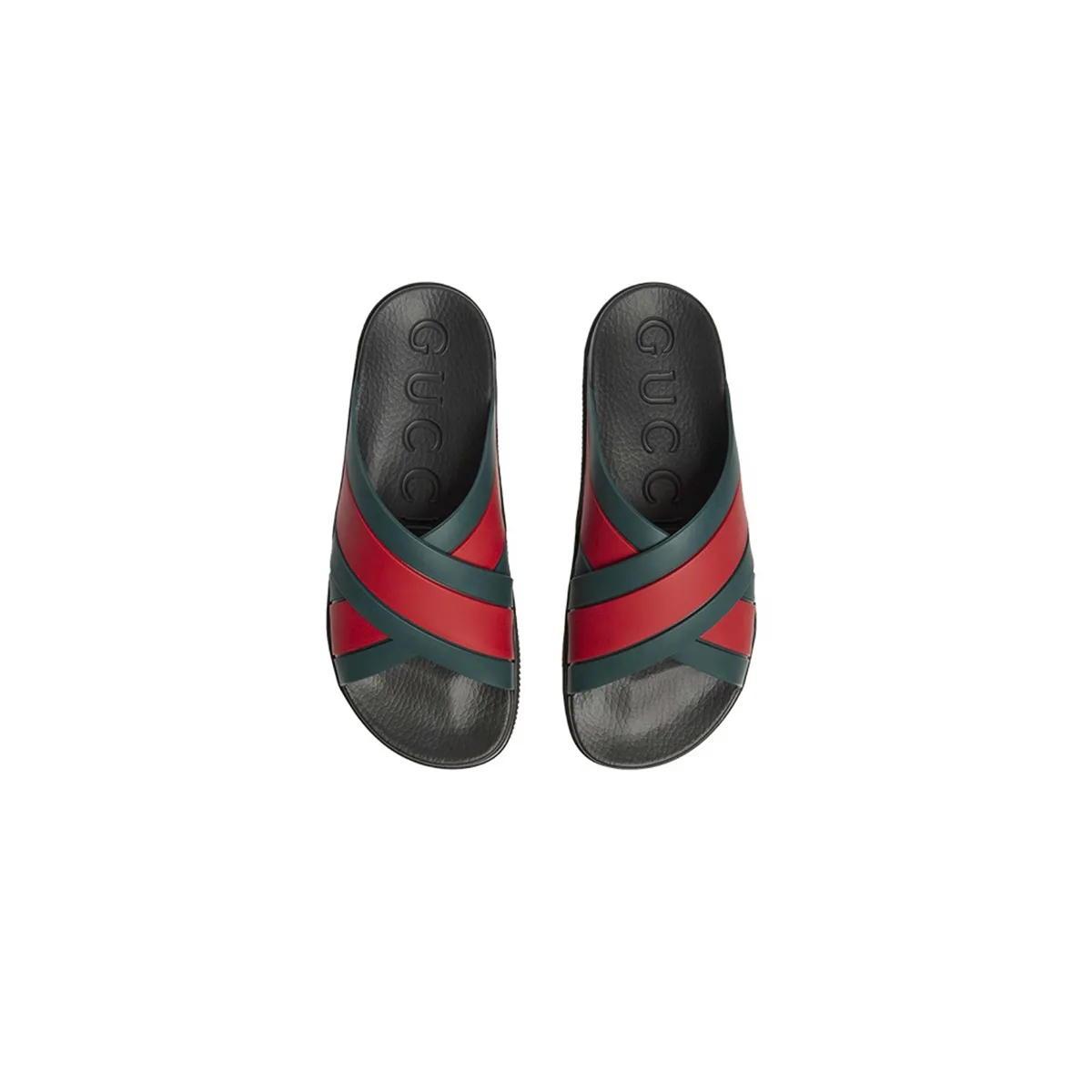 EM Sneakers Gucci Web Slippers Black Rubber Green and Red