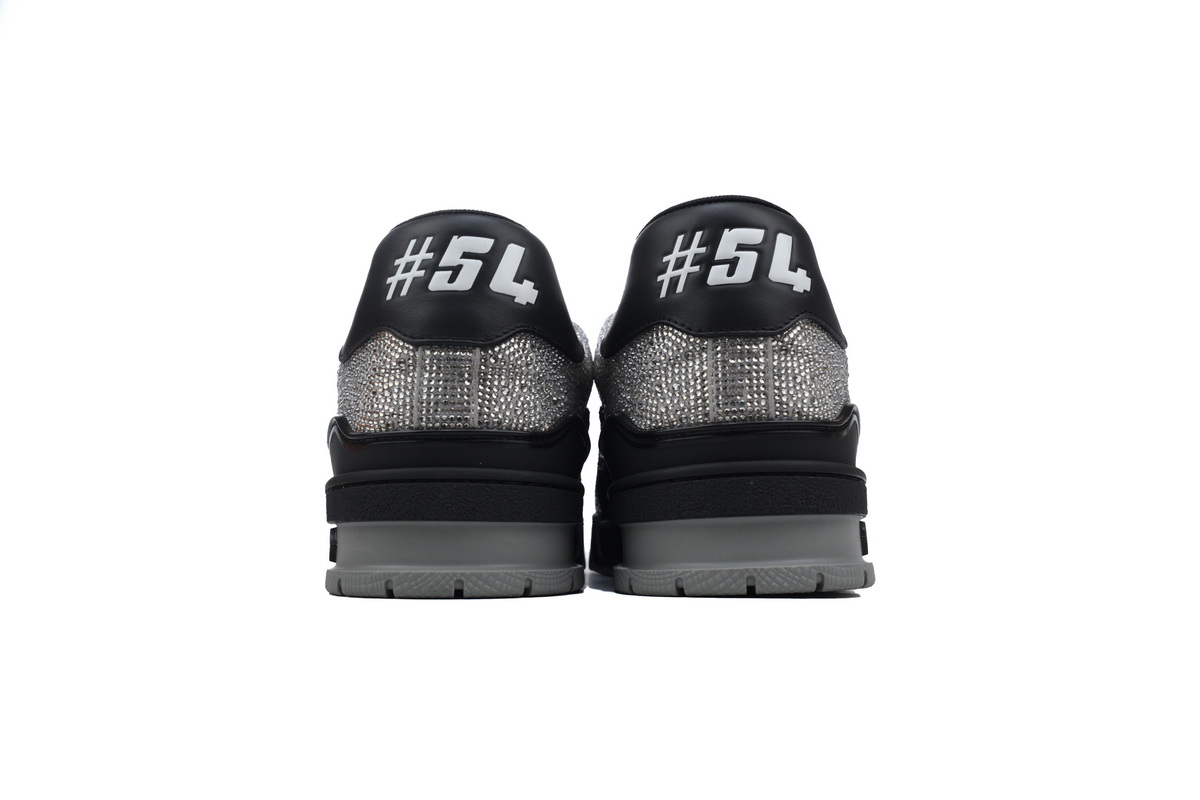 EM Sneakers Louis Vuitton Trainer Black Silver Diamond