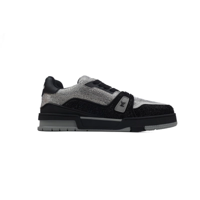 EM Sneakers Louis Vuitton Trainer Black Silver Diamond 02