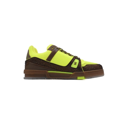 EM Sneakers Louis Vuitton Trainer Brown Green Diamond 02