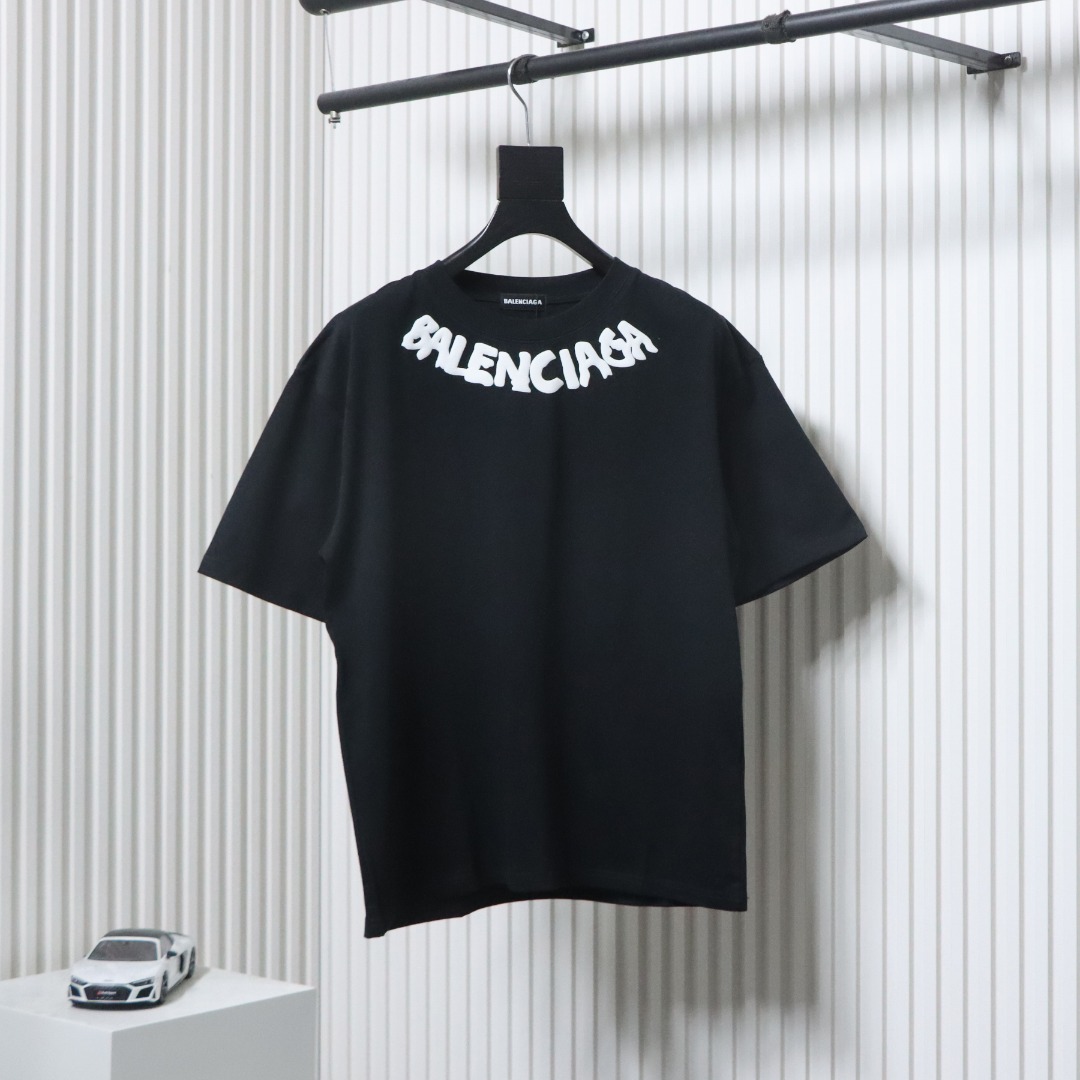 EM Sneakers Balenciaga 25SS Collar Lettering T-shirt Black