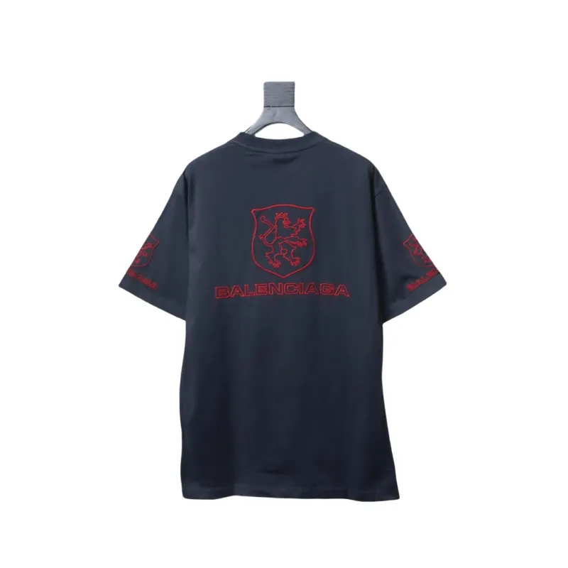 EM Sneakers Balenciaga 25ss LION CLUB Embroidered Logo T-shirt Black
