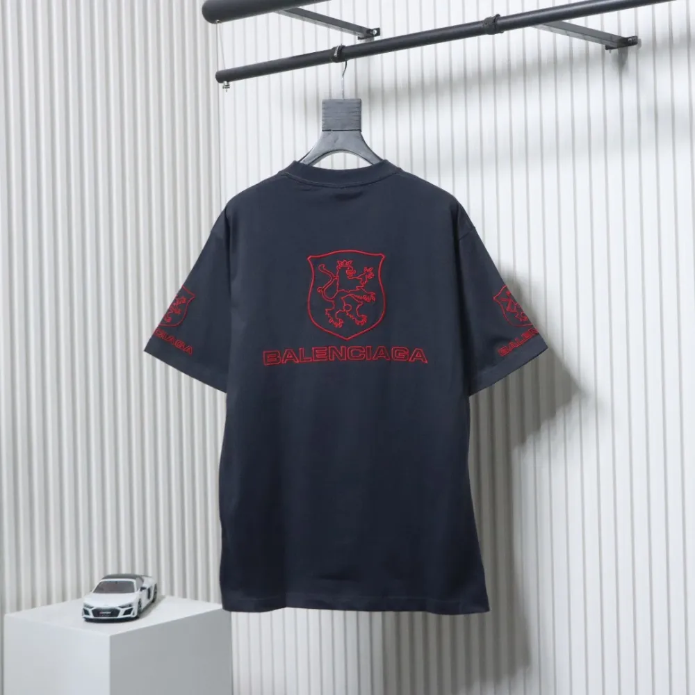 EM Sneakers Balenciaga 25ss LION CLUB Embroidered Logo T-shirt Black