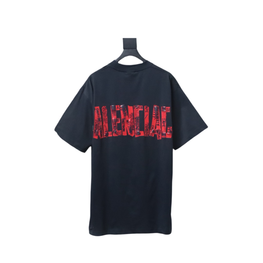 EM Sneakers Balenciaga 25ss Red Tape Print T-shirt Black