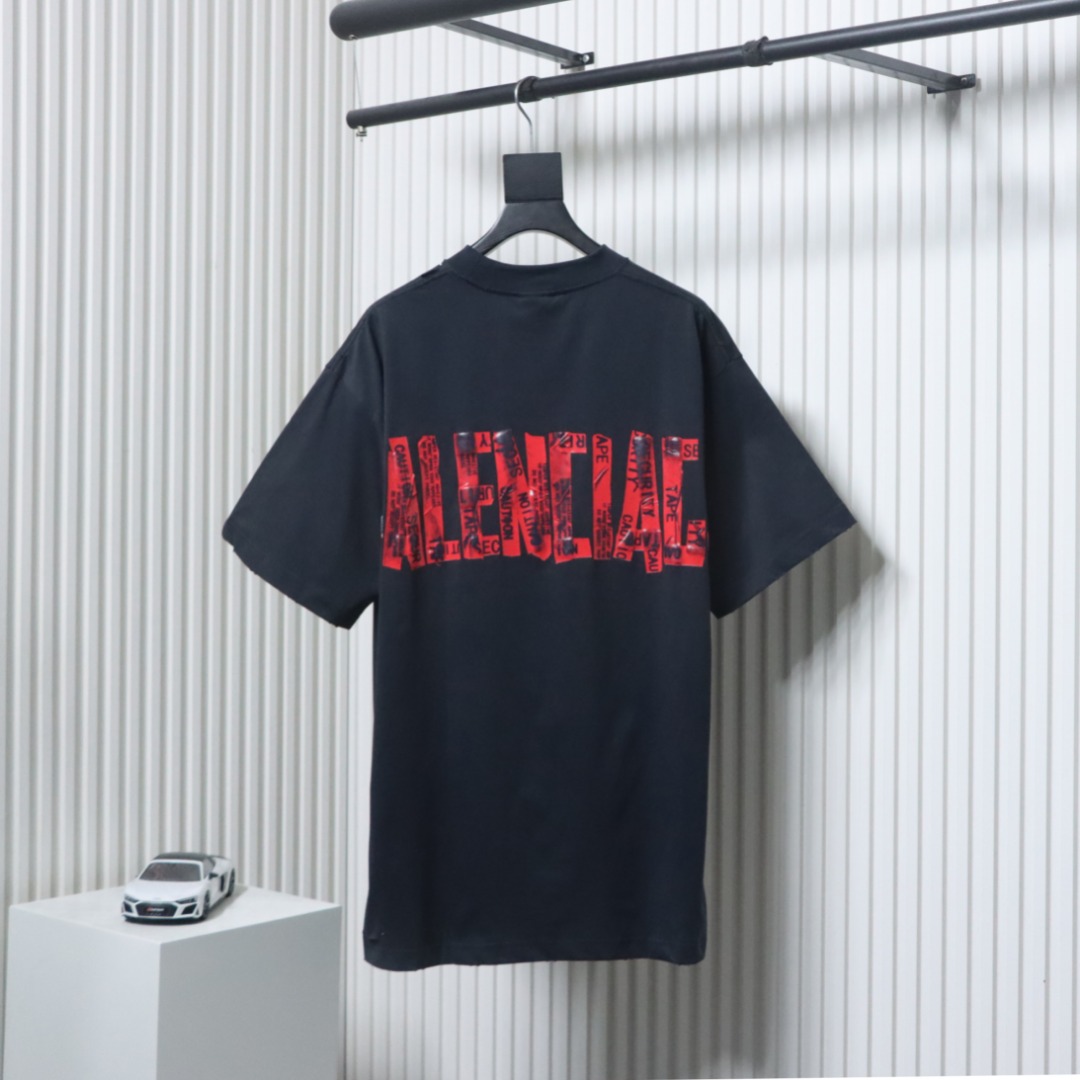EM Sneakers Balenciaga 25ss Red Tape Print T-shirt Black