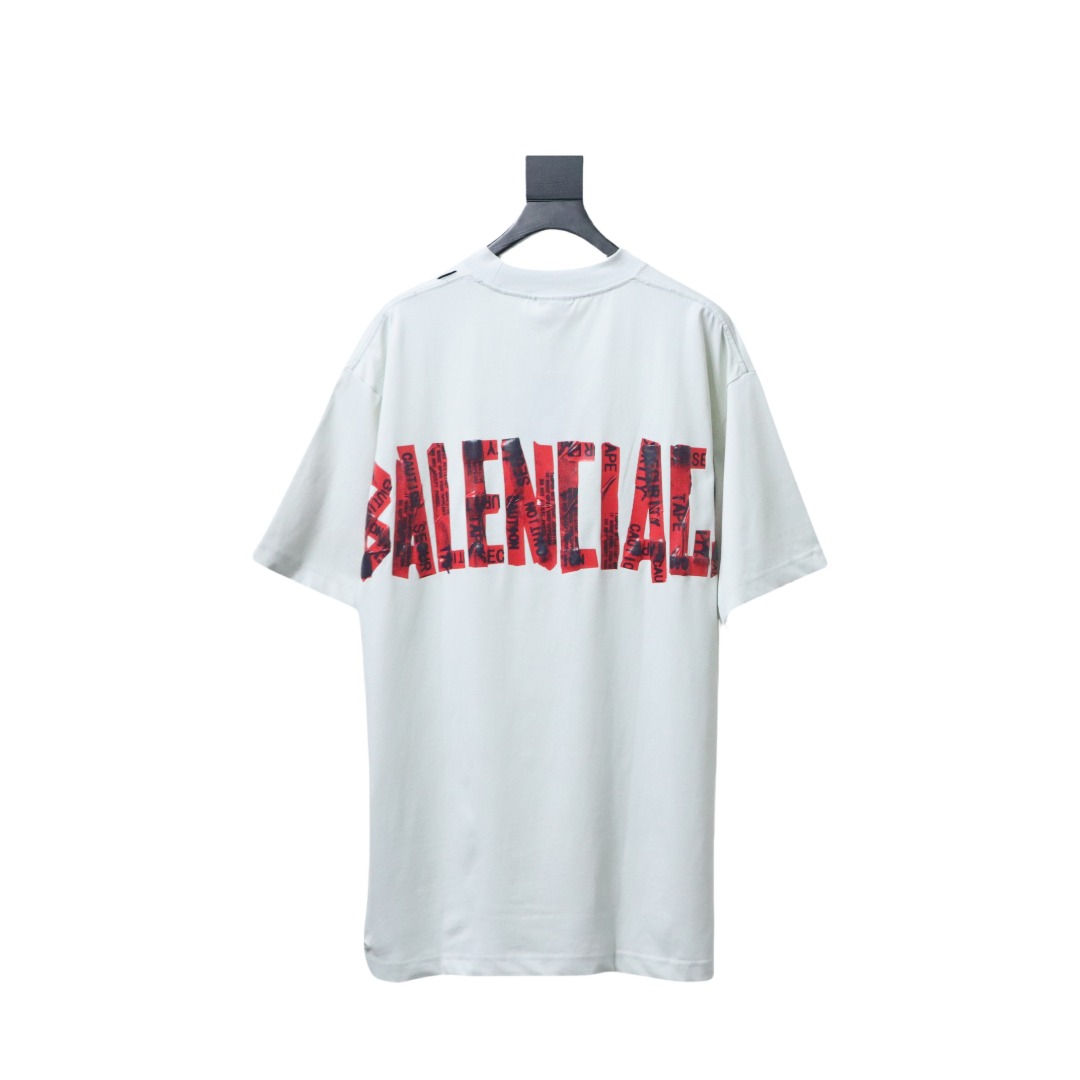 EM Sneakers Balenciaga 25ss Red Tape Print T-shirt White