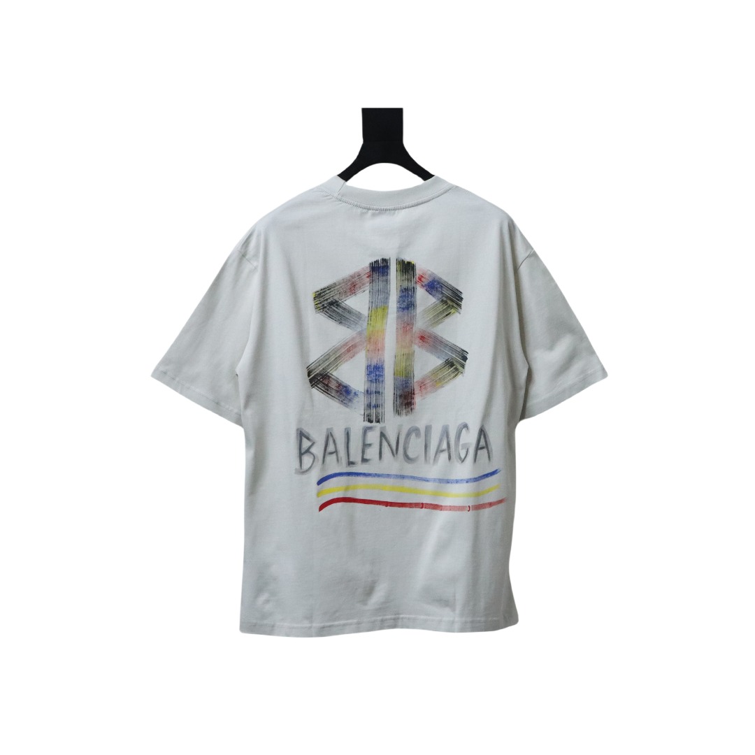 EM Sneakers Balenciaga Hand-painted Coke Pattern Crew Neck T-shirt White